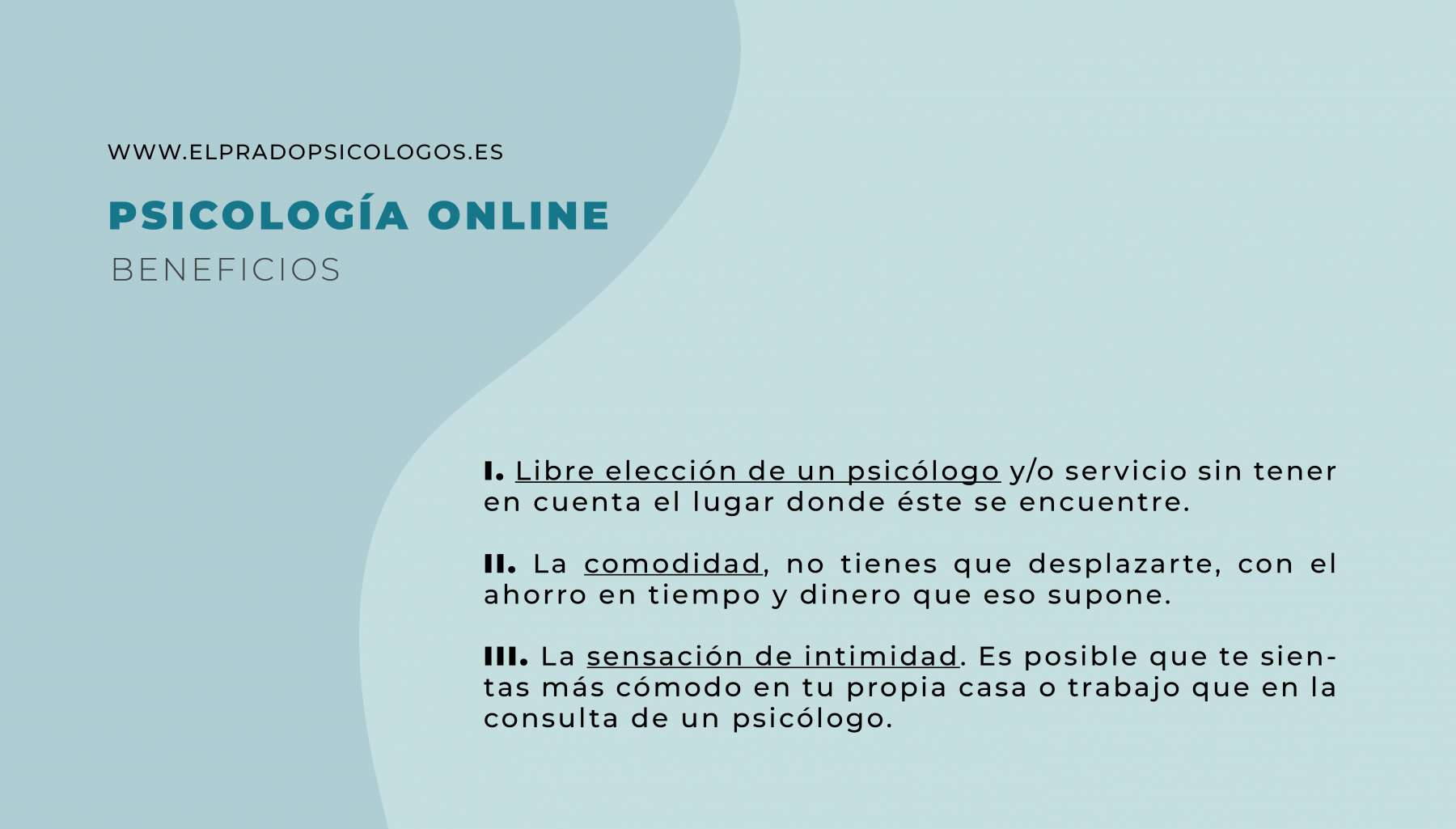 Infograf&iacute;a con beneficios de la psicolog&iacute;a online: libre elecci&oacute;n, comodidad y sensaci&oacute;n de intimidad