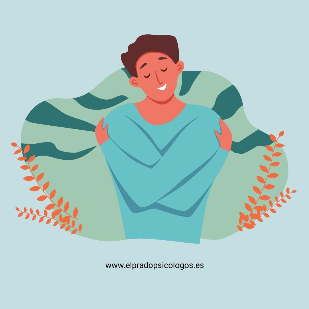 "PAS y autoaceptación: aprender a convivir con la alta sensibilidad" "Ilustración de una persona abrazándose a sí misma como símbolo de autoaceptación en personas altamente sensibles PAS"