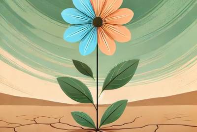 resiliencia una flor resiliente nace en un campo seco